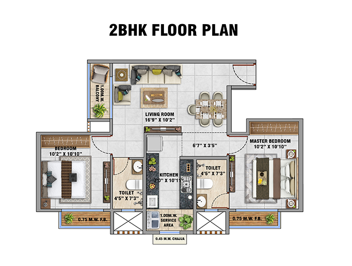 Vastu Park Kharghar 1BHK Floor Plan